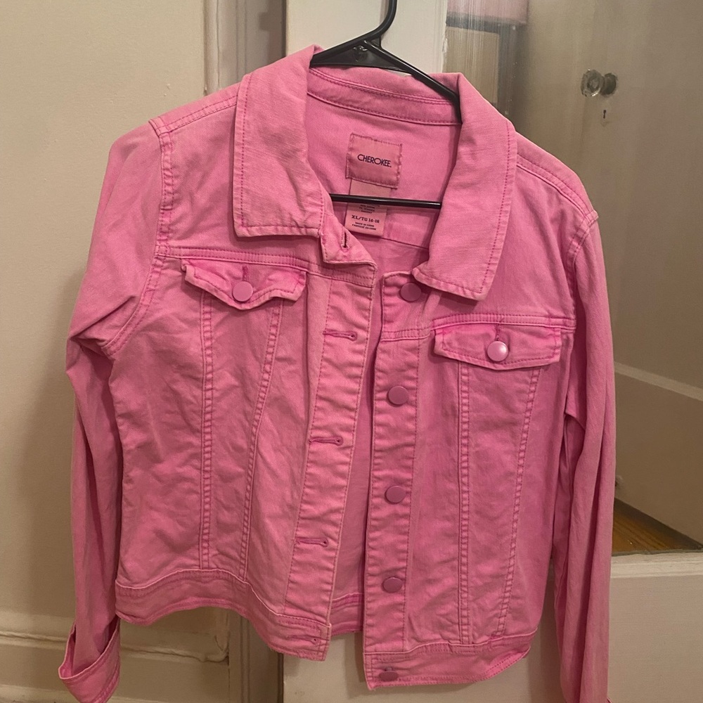 Pink denim jacket